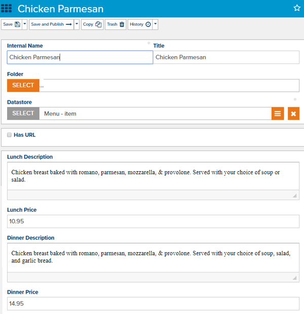 Menu Item as a Datastore Item in Marketpath CMS