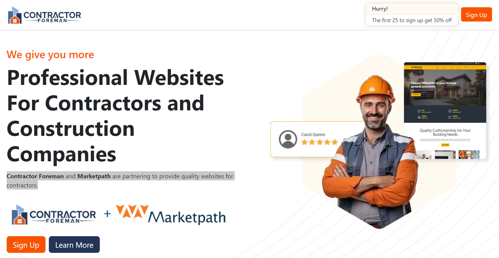 Contractor Website Program (Marketpath and Contractor Foreman)