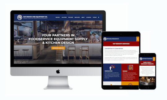 Mockup of C&T Design's Website as a Desktop, Tablet, and Phone version
