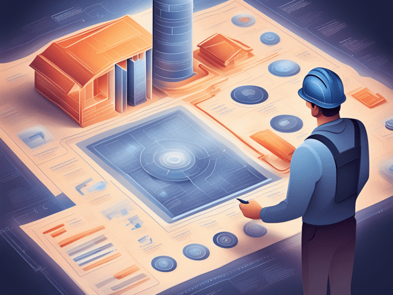 Contractor studying a blueprint for his website