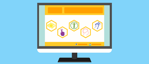 Website with icons representing disabilities to cater to