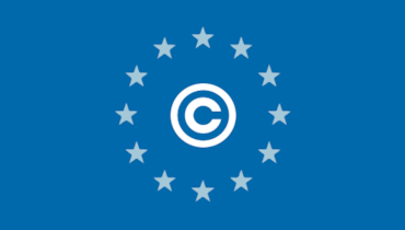EU Copyright Reform Law - copyright symbol imposed on the flag of Europe