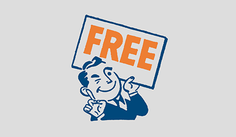 Man holding sign with "Free" on it while waving his finger "No"