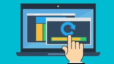 Desktop computer with software loading and a pointing finger