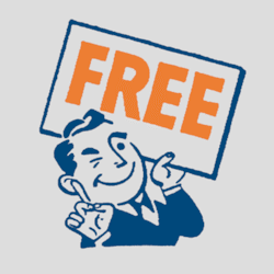 Man holding sign with "Free" on it while waving his finger "No"