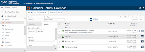 Schedule Calendar Events in Marketpath CMS