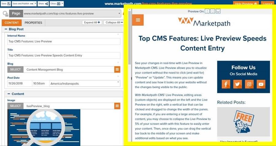 Live Preview Feature | Marketpath CMS