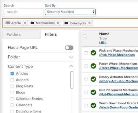 New filter controls in Marketpath CMS