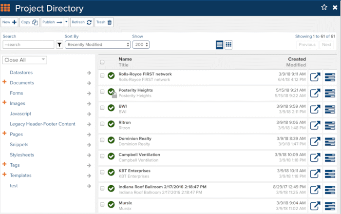 Example of Datastore - Project Directory