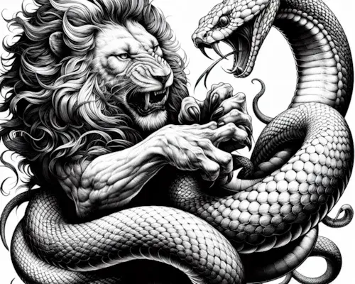 Lion vs Snake image