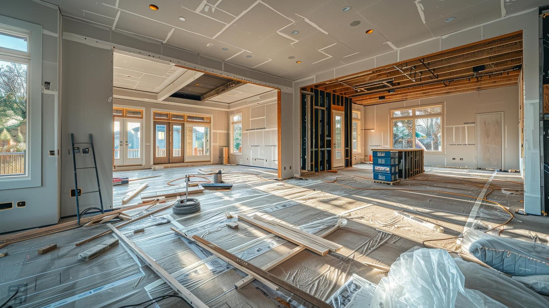 glimpse-into-unfinished-house-bathed-sunlight-showcasing-exposed-construction-materials