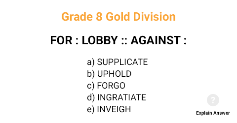 Grade 8 Gold Division Sample Analogies