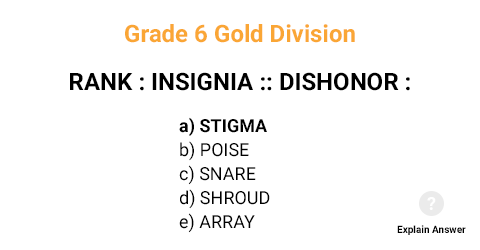 Grade 6 Gold Division Sample Analogies