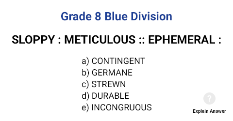 Grade 8 Blue Division Analogies