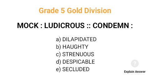 Grade 5 Gold Division Sample Analogies