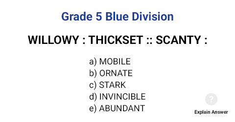 Grade 5 Sample Analogy