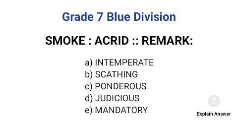 Grade 7 Blue Division Sample Analogies