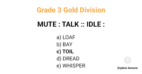Grade 3 Gold Division Sample Analogies