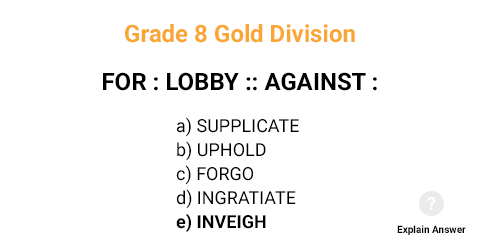Grade 8 Gold Division Sample Analogies