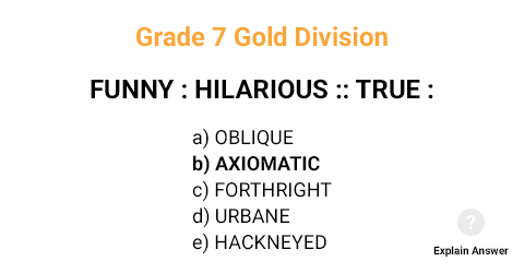 Grade 7 Gold Division Sample Analogies