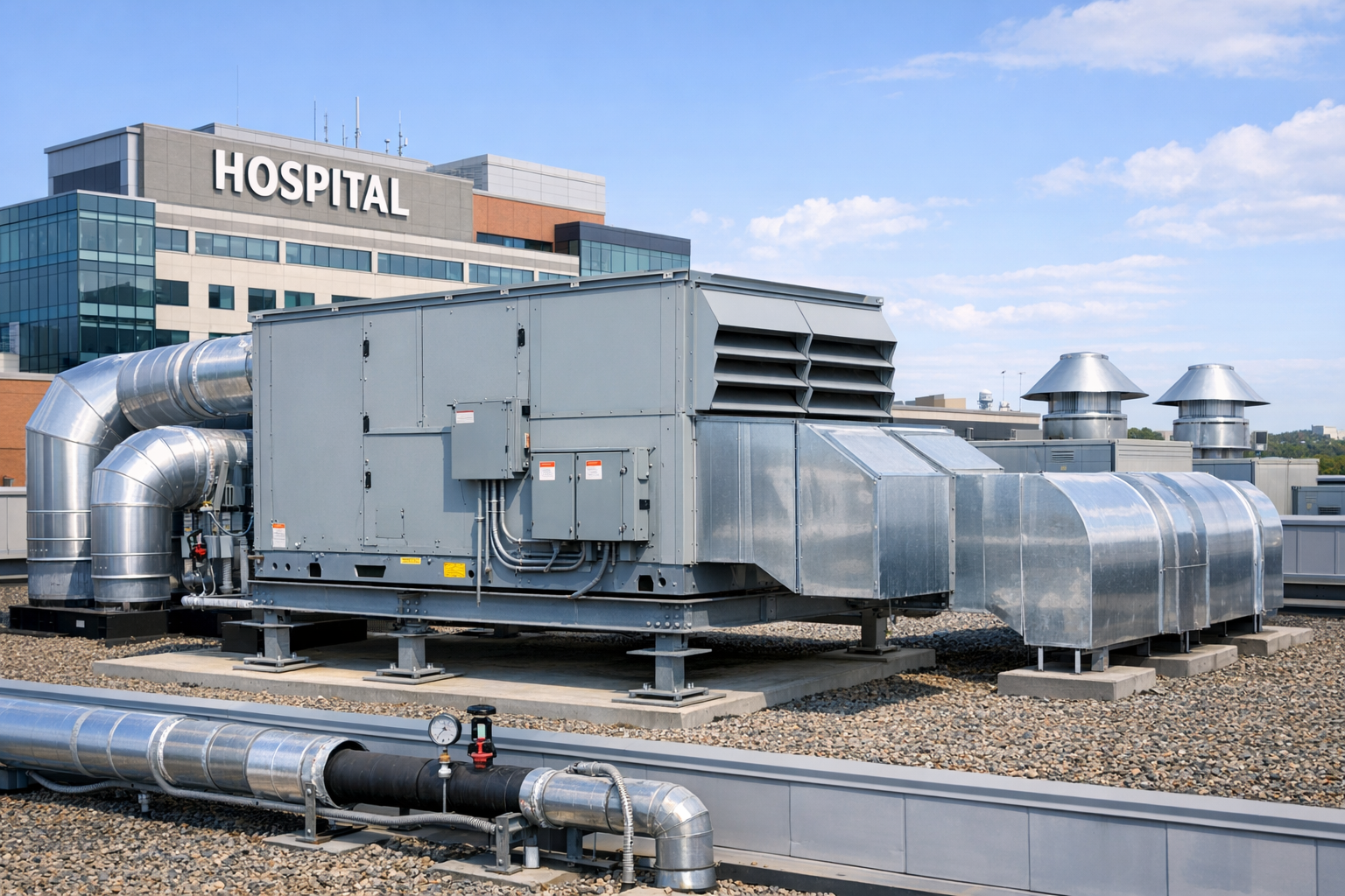 Commercial HVAC Project for Hospital - RTU Rooftop Unit - Burkesville KY