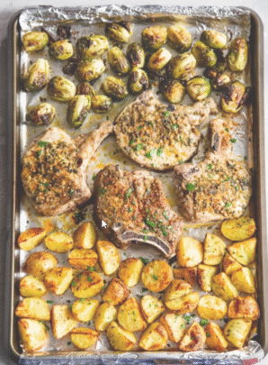 sheet-pan-ranch-pork-chops-potatoes-brussels-sprouts