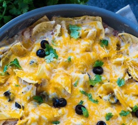 one-pan-sour-cream-chicken-enchilada-skillet