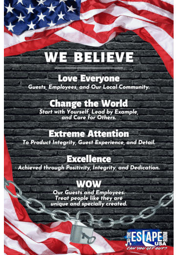 The Escape Room USA - Core Values