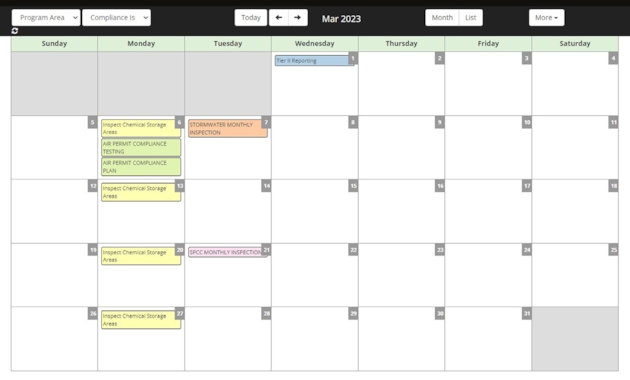 EHS Compliance Calendar Software | Management | webEHS | Indiana Safety