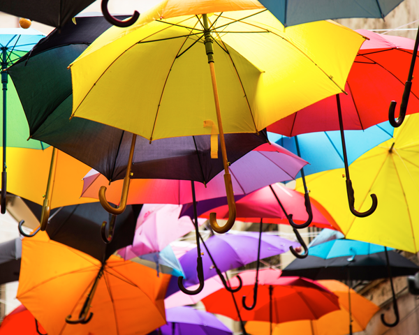 Umbrellas in assorted colors