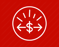 White gauge with a dollar symbol (icon) on a red background