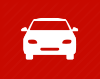 White car icon on a red background