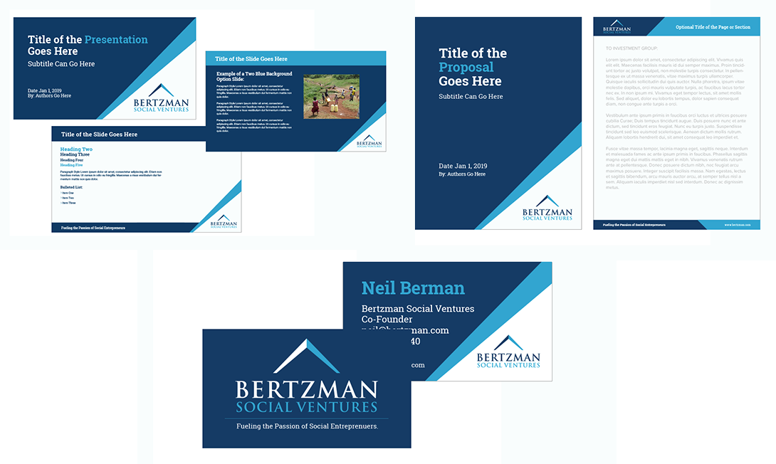 Image of Business Card, Word, and Powerpoint template design for Bertzman Social Ventures