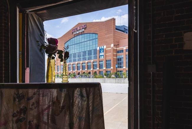 Heirloom is located on the south side of Lucas Oil Stadium in Downtown Indianapolis