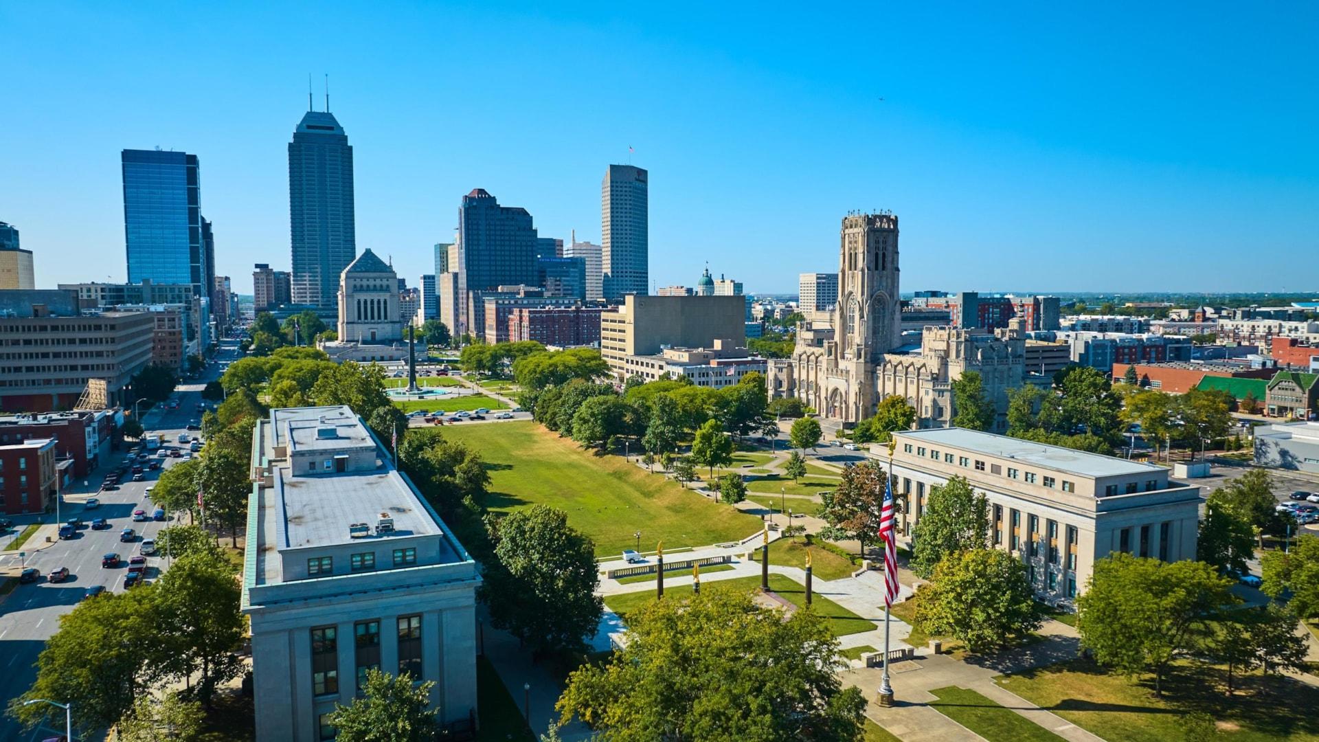 aerial-view-indianapolis-skyline-with-historic-cathedral-park