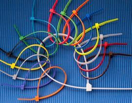 A variety of colors of standard cable ties